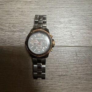 Michael Kors Black and Rose Gold Chronograph Watch